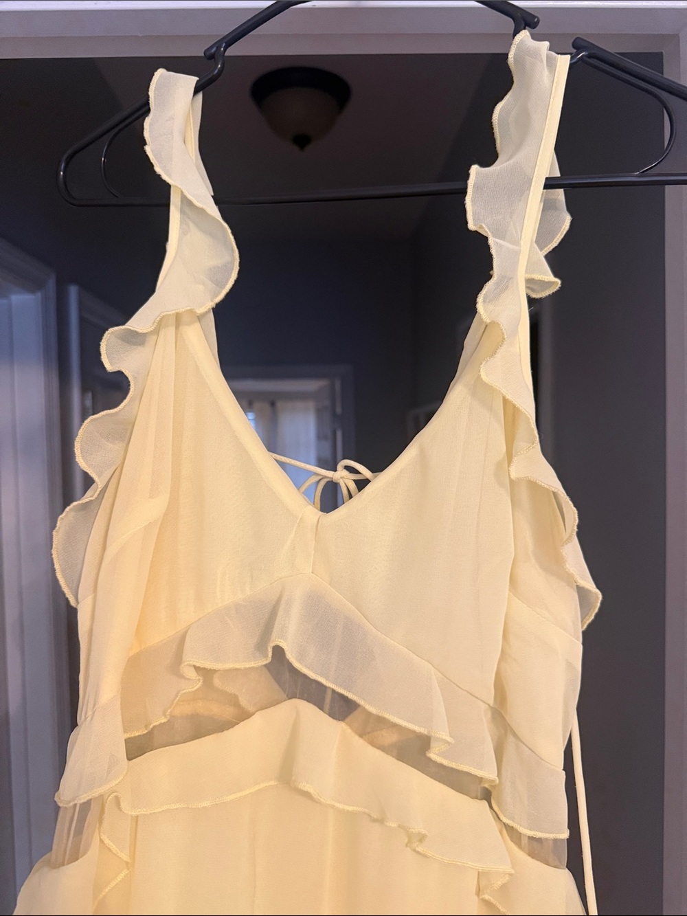 Hello Molly Pale Yellow Ruffle Midi Dress - Picture 4 of 6